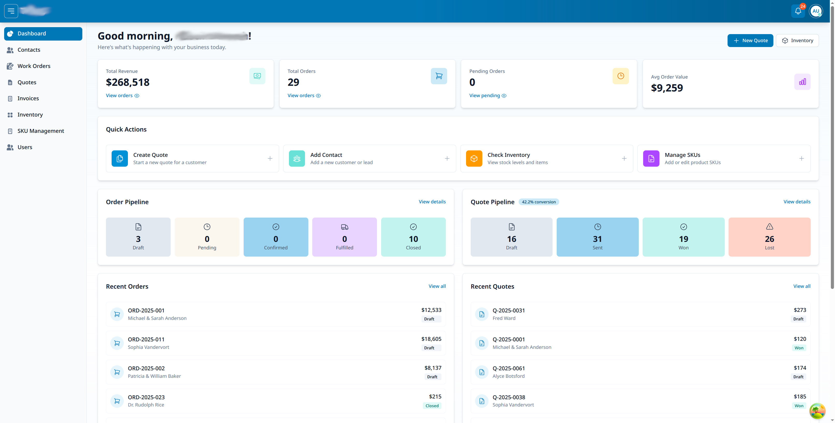 Custom Dashboard preview