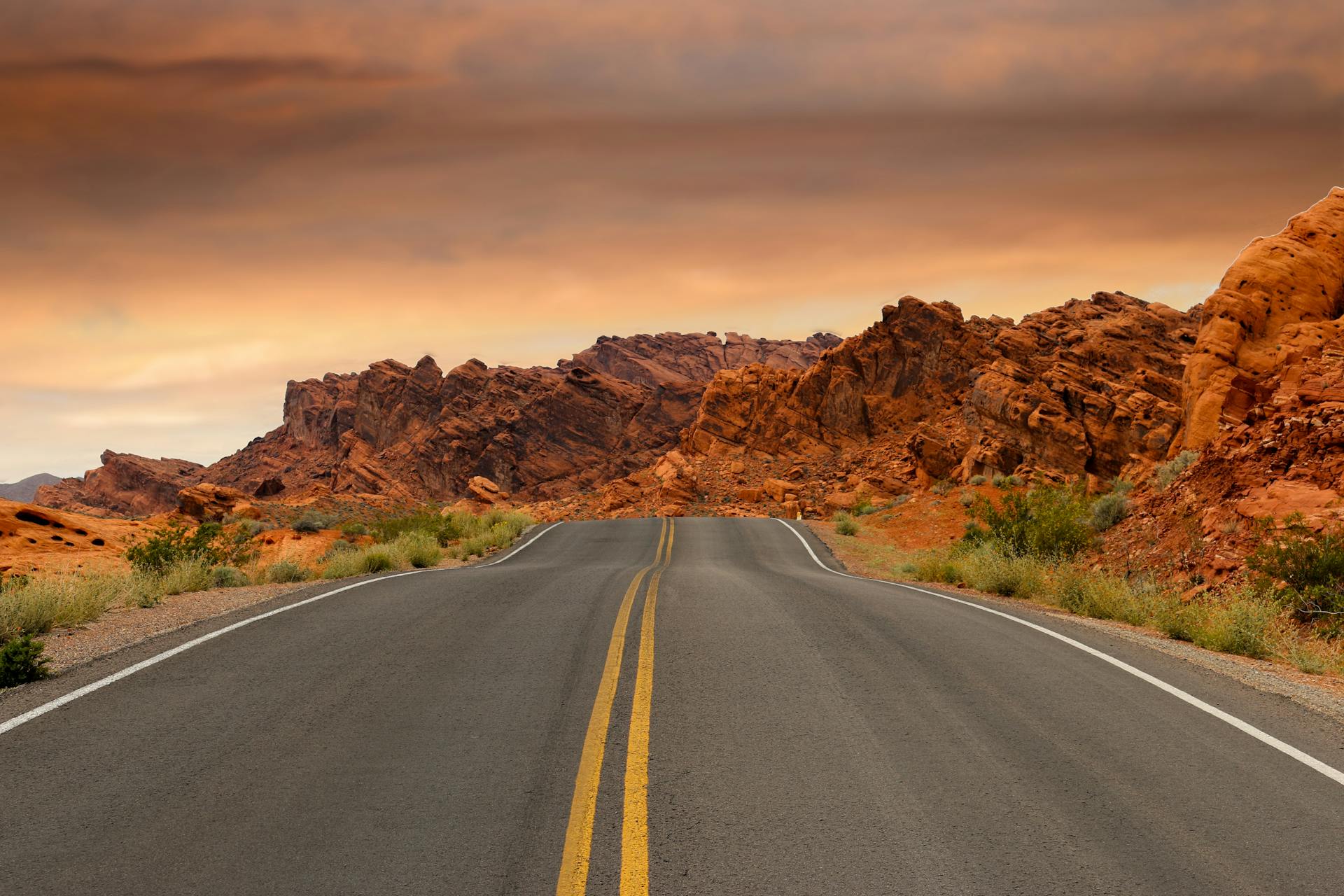 Road through the desert landscape