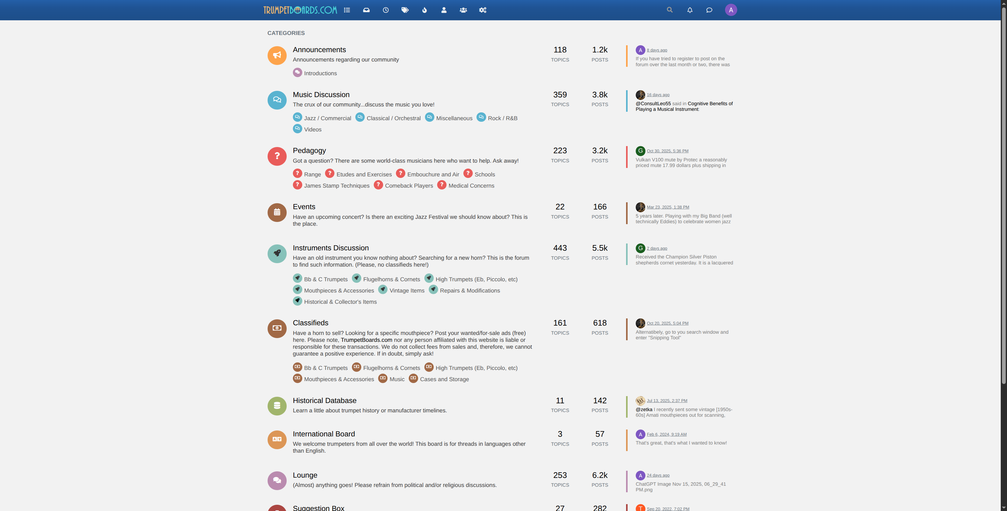 Trumpet Boards website preview